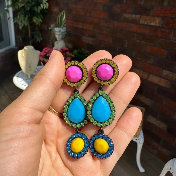 Zara Colorful Crystal Earrings - Picture 7 of 8